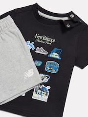 New Balance Black Sticker Graphic T-Shirt & French Terry Shorts Set - Image 3 of 3