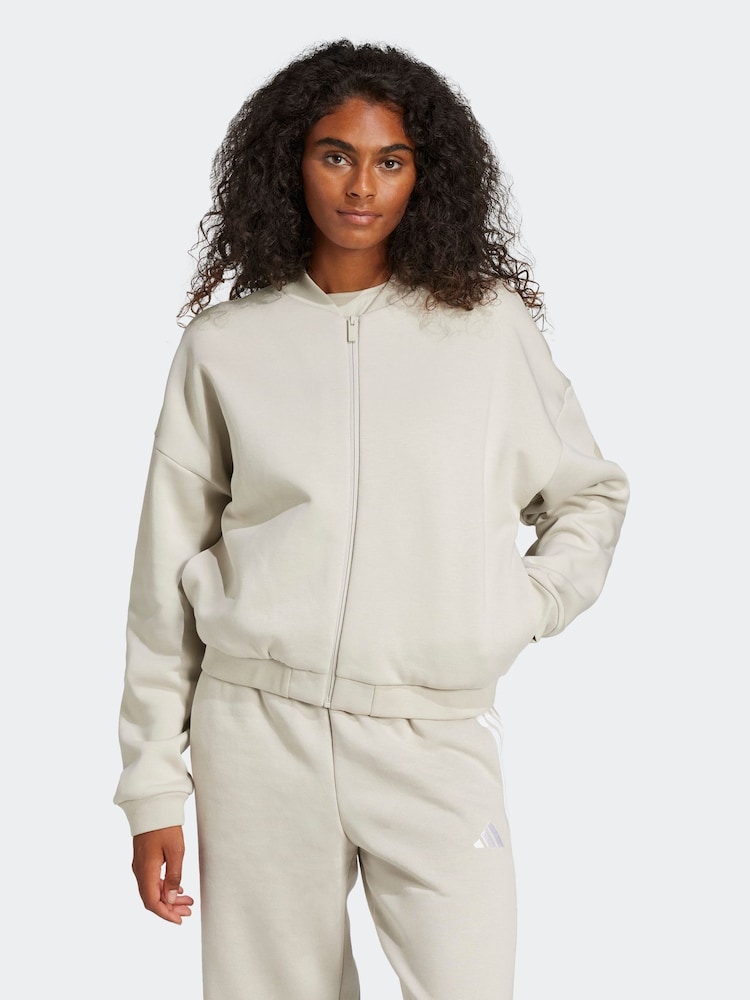 adidas Cream Essentials Contemporary Logo Bomber Jacket - Image 1 of 7