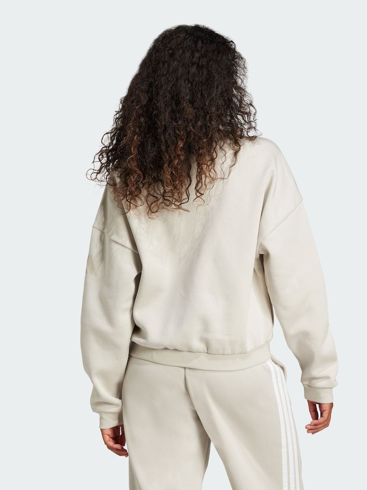 adidas Cream Essentials Contemporary Logo Bomber Jacket - Image 2 of 7