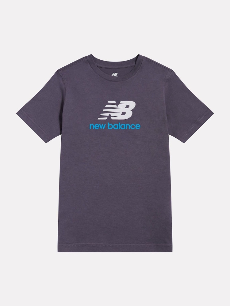 New Balance Grey Stacked Logo T-Shirt - Image 1 of 3 New Balance Grey Stacked Logo T-Shirt - Image 1 of 3