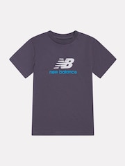 New Balance Grey Jersey Stacked Logo T-Shirt - Image 1 of 3