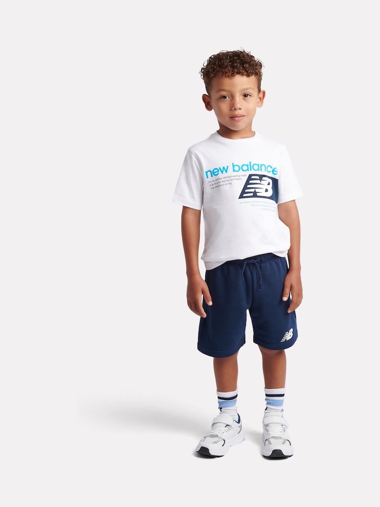 New Balance White Athletics Graphic T-Shirt & Shorts Set - Image 1 of 8