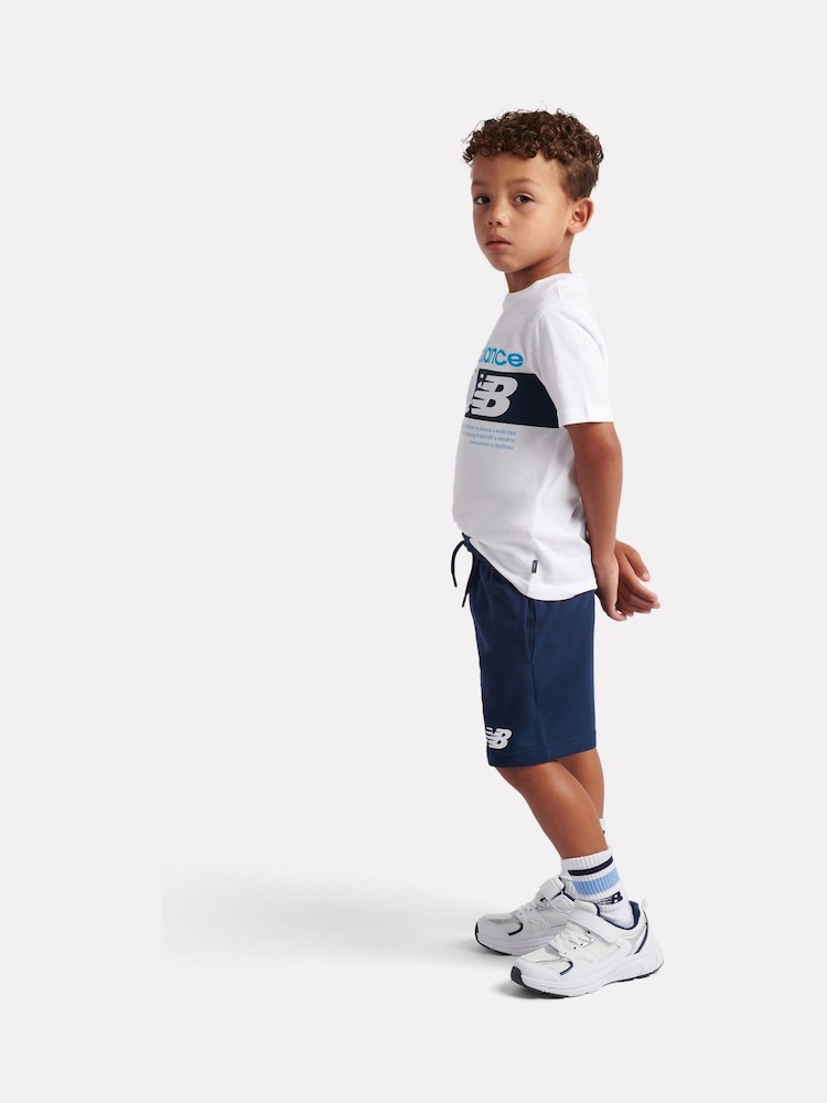 New Balance White Athletics Graphic T-Shirt & Shorts Set - Image 2 of 8