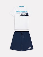 New Balance White Athletics Graphic T-Shirt & Shorts Set - Image 6 of 8