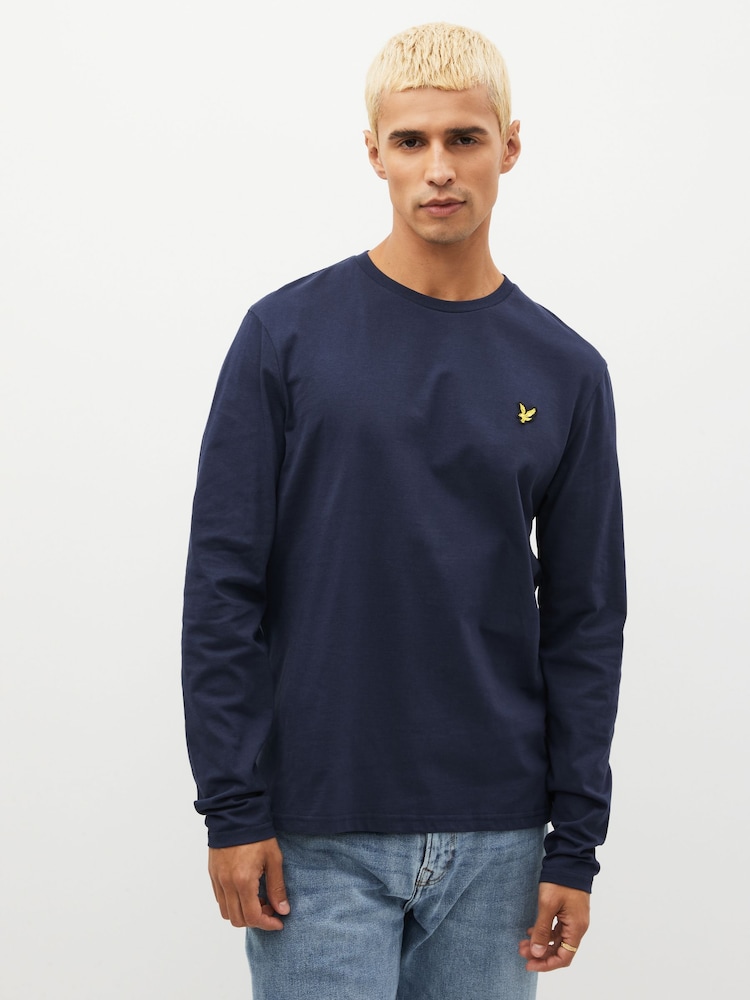 Lyle & Scott Dark Navy Cotton Long Sleeve T-Shirt - Image 1 of 6