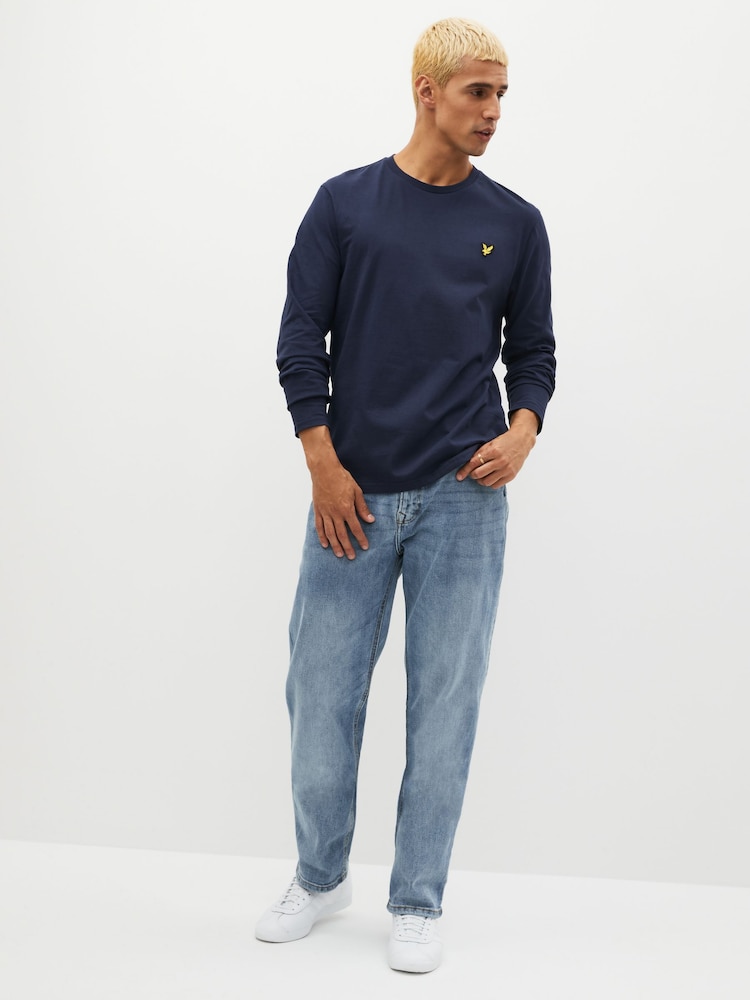 Lyle & Scott Dark Navy Cotton Long Sleeve T-Shirt - Image 2 of 6