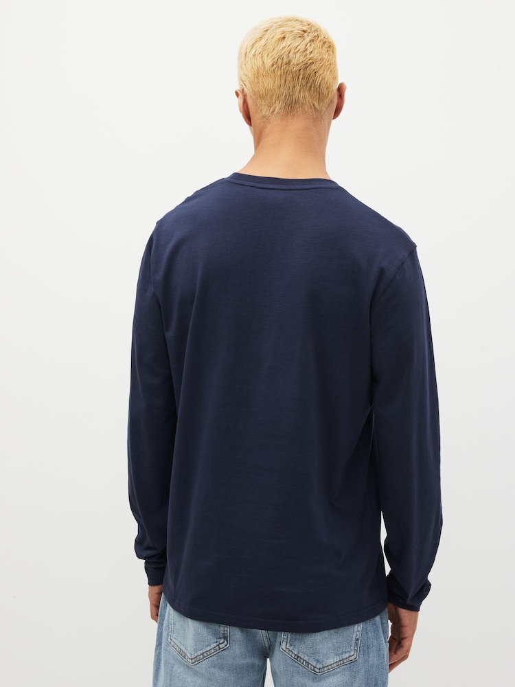 Lyle & Scott Dark Navy Cotton Long Sleeve T-Shirt - Image 3 of 6