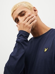 Lyle & Scott Dark Navy Cotton Long Sleeve T-Shirt - Image 4 of 6