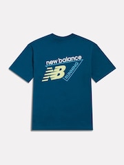 Mėlyna - „New Balance Athletics“ bėgimo marškinėliai su grafiniais elementais - 2 paveikslėlis iš 4