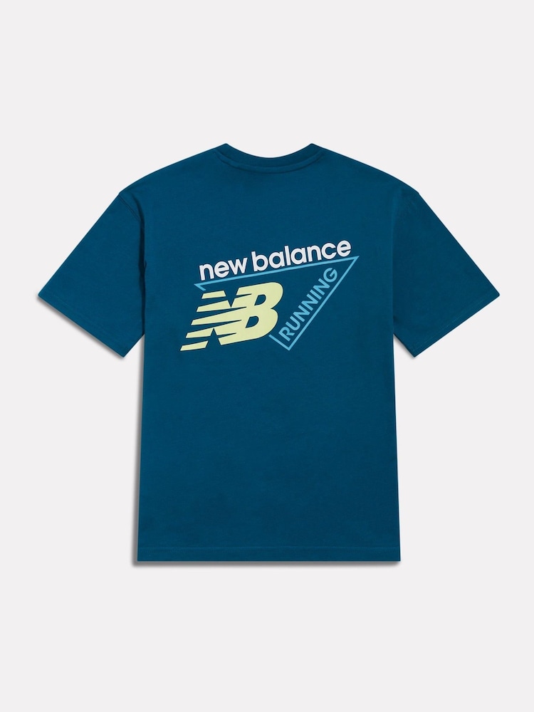 Mėlyna - „New Balance Athletics“ bėgimo marškinėliai su grafiniais elementais - 2 paveikslėlis iš 4