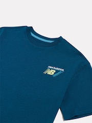 Mėlyna - „New Balance Athletics“ bėgimo marškinėliai su grafiniais elementais - 3 paveikslėlis iš 4