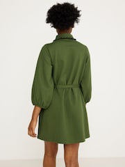 Oliver Bonas Green Frill Collar Mini Shirt Dress - Image 2 of 8