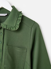 Oliver Bonas Green Frill Collar Mini Shirt Dress - Image 6 of 8