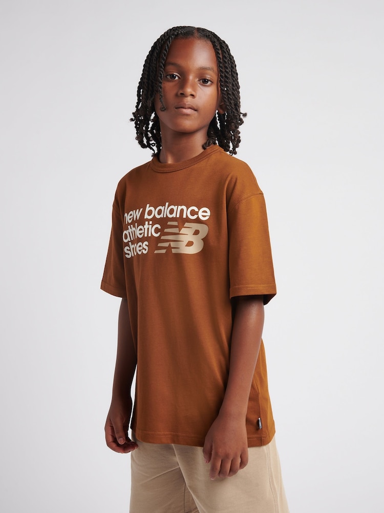 New Balance Brown Athletics Premium Logo T-Shirt - Image 2 of 9 New Balance Brown Athletics Premium Logo T-Shirt - Image 2 of 9