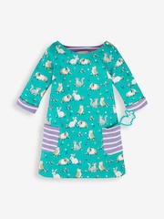 JoJo Maman Bébé Duck Egg Green Animal Friends Girls' A-Line Dress - Image 1 of 4
