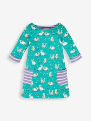 JoJo Maman Bébé Duck Egg Green Animal Friends Girls' A-Line Dress - Image 2 of 4