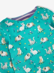 JoJo Maman Bébé Duck Egg Green Animal Friends Girls' A-Line Dress - Image 3 of 4