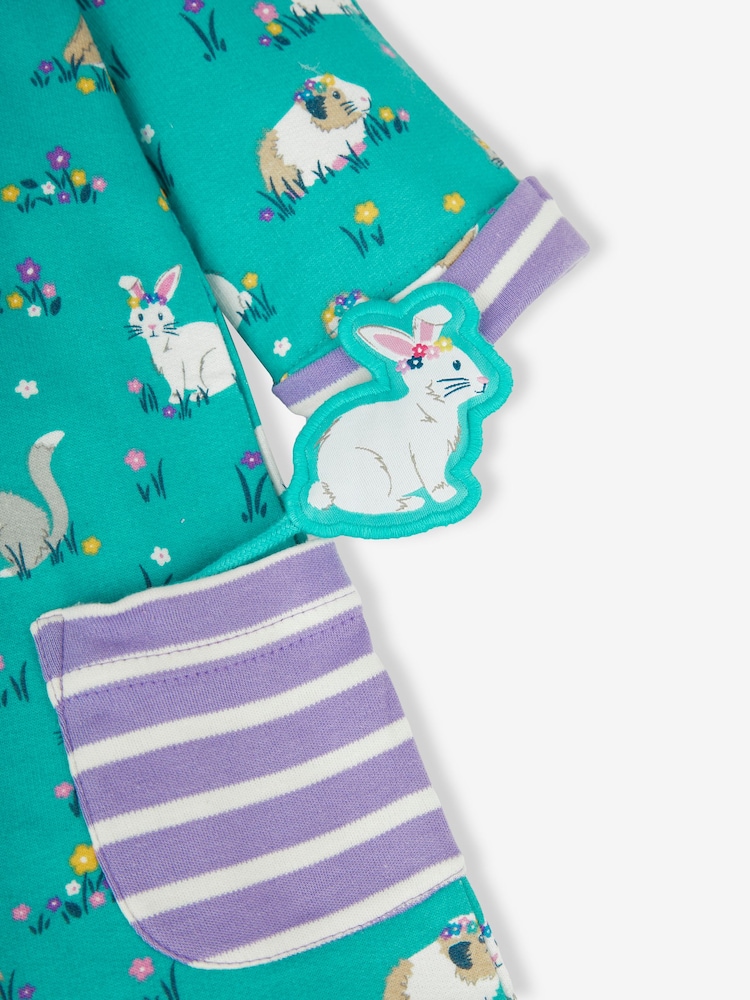 JoJo Maman Bébé Duck Egg Green Animal Friends Girls' A-Line Dress - Image 4 of 4