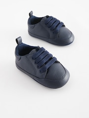 Navy Blue Lace-Up Baby Trainers (0-24mths) - Image 1 of 4