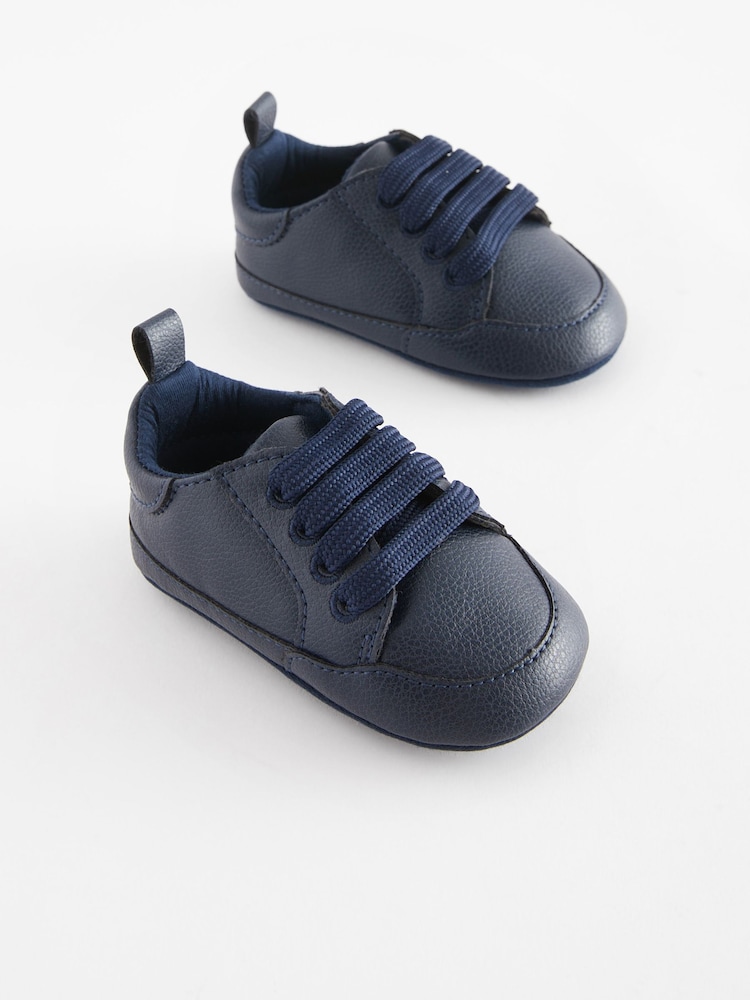 Navy Blue Lace-Up Baby Trainers (0-24mths) - Image 1 of 4