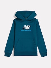 Sudadera con capucha, diseño cepillado en la parte trasera y logo apilado de New Balance - Imagen 1 de 3