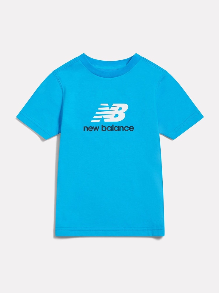 New Balance Blue Jersey Stacked Logo T-Shirt - Image 1 of 3 New Balance Blue Jersey Stacked Logo T-Shirt - Image 1 of 3