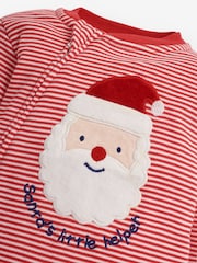 JoJo Maman Bébé Red Santa Appliqué Zip Sleepsuit - Image 4 of 4