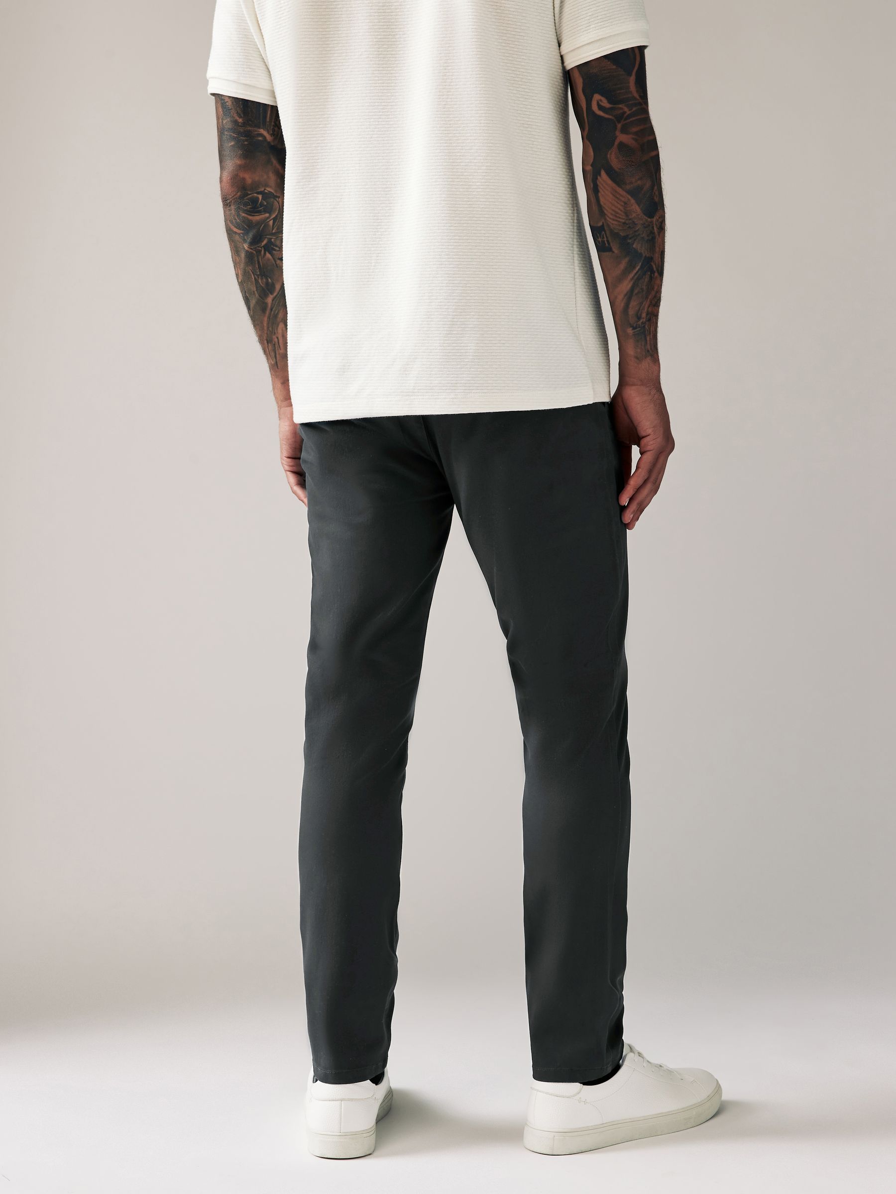 Buy Grey Charcoal Skinny Fit Stretch Chino Trousers from