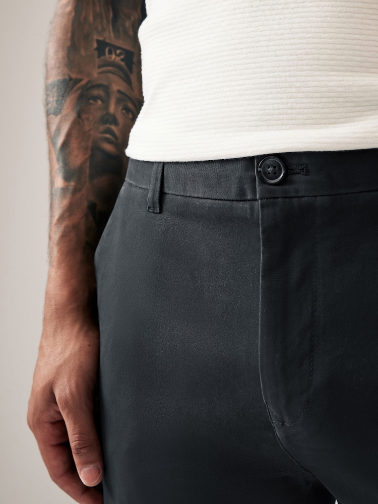 Grey Charcoal Skinny Fit Stretch Chino Trousers - Image 5 of 9
