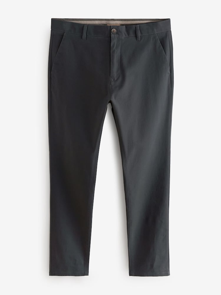 Grey Charcoal Skinny Fit Stretch Chino Trousers - Image 6 of 9