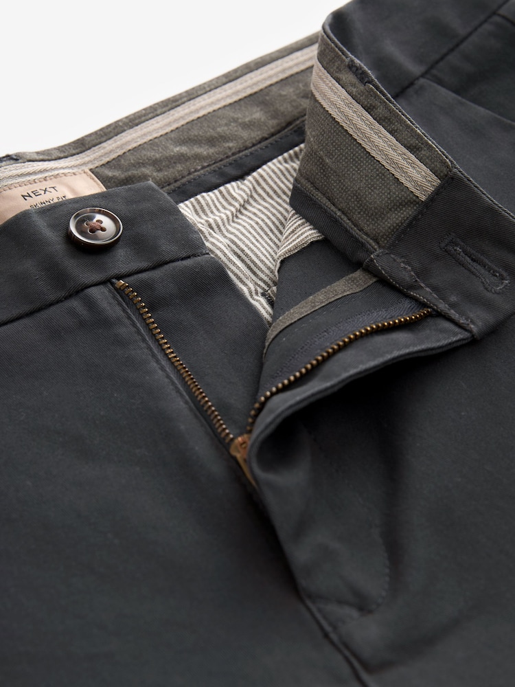 Grey Charcoal Skinny Fit Stretch Chino Trousers - Image 7 of 9
