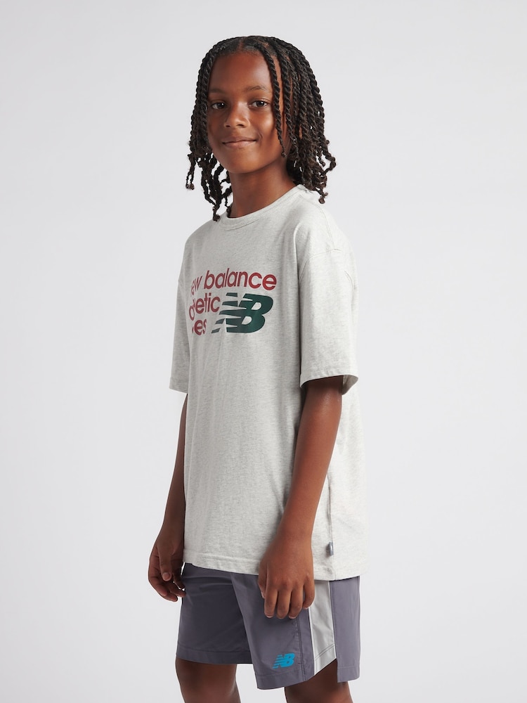 Gri - Tricou cu logo premium New Balance Athletics - Imaginea 2 din 9