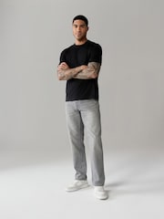Grey Straight Fit 100% Cotton Authentic Jeans - Image 3 of 10