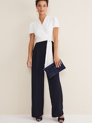 Phase Eight Blue/White Wide Leg Eloise Jumpsuit - Image 1 of 7