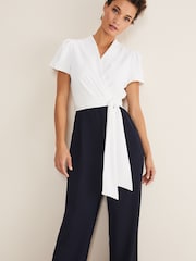 Phase Eight Blue/White Wide Leg Eloise Jumpsuit - Image 3 of 7