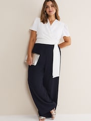 Phase Eight Blue/White Wide Leg Eloise Jumpsuit - Image 4 of 7