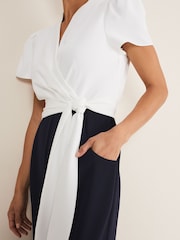 Phase Eight Blue/White Wide Leg Eloise Jumpsuit - Image 6 of 7