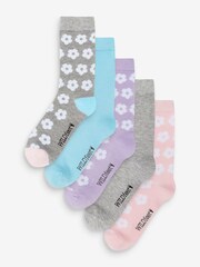 Wild Feet Brown Super Soft Bamboo Crew 5 Pack Socks - Image 1 of 5