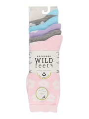 Wild Feet Brown Super Soft Bamboo Crew 5 Pack Socks - Image 2 of 5