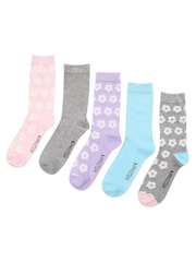Wild Feet Brown Super Soft Bamboo Crew 5 Pack Socks - Image 4 of 5