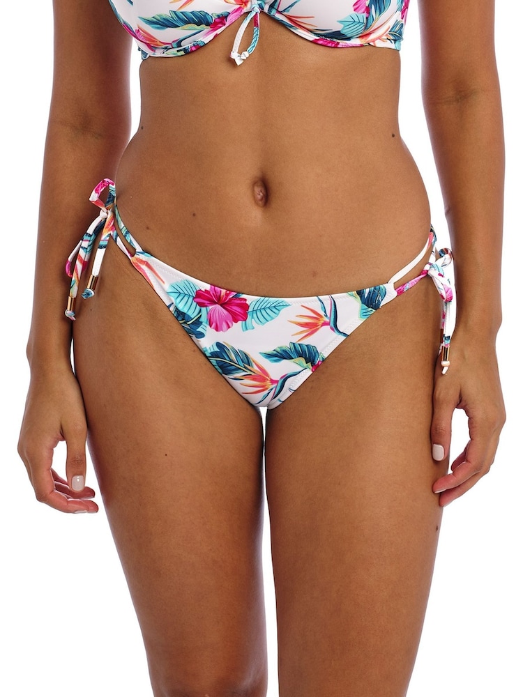 Freya Palm Paradise Tie Side White Bikini Bottoms - Image 1 of 4