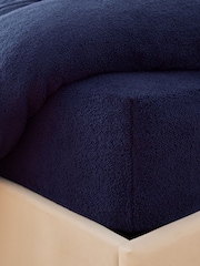 Navy Blue Soft Teddy Fleece Deep Fitted Sheet - Image 2 of 2