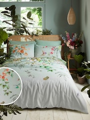 Graham & Brown Blue Ethereal Flora 100% Cotton Duvet Cover and Pillowcase Set - Image 1 of 5