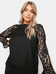 M&Co Black Lace Flute Sleeve Blouse - Image 1 of 3