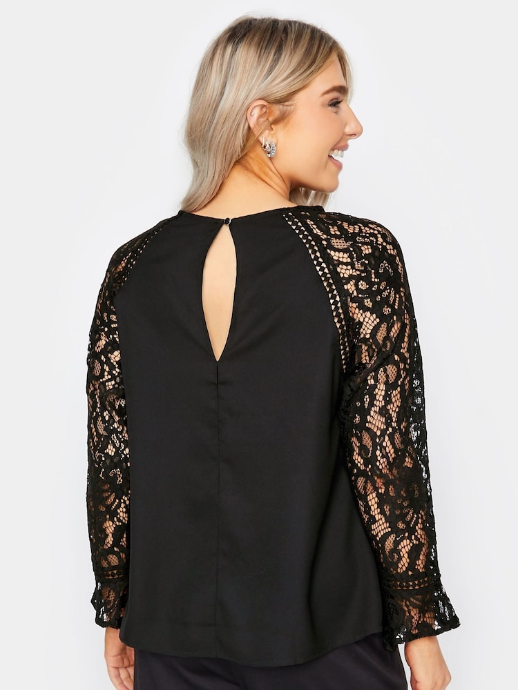 M&Co Black Lace Flute Sleeve Blouse - Image 3 of 3