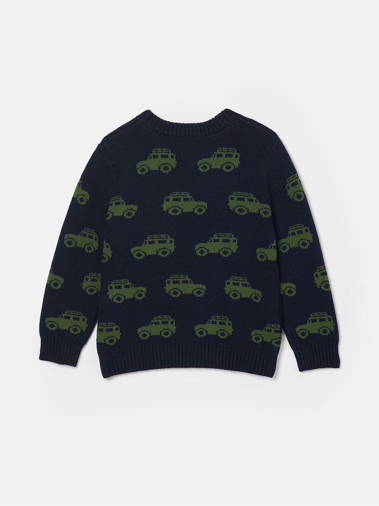 Joules Boys' Burton Navy Blue Intarsia Knitted Jumper - Image 2 of 3 Joules Boys' Burton Navy Blue Intarsia Knitted Jumper - Image 2 of 3