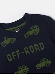 Joules Boys' Burton Navy Blue Intarsia Knitted Jumper - Image 3 of 3
