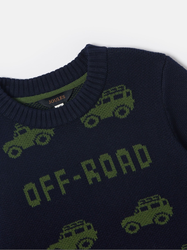 Joules Boys' Burton Navy Blue Intarsia Knitted Jumper - Image 3 of 3 Joules Boys' Burton Navy Blue Intarsia Knitted Jumper - Image 3 of 3
