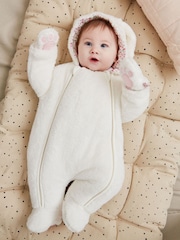 JoJo Maman Bébé Cream Bunny Cosy Pramsuit - Image 1 of 7