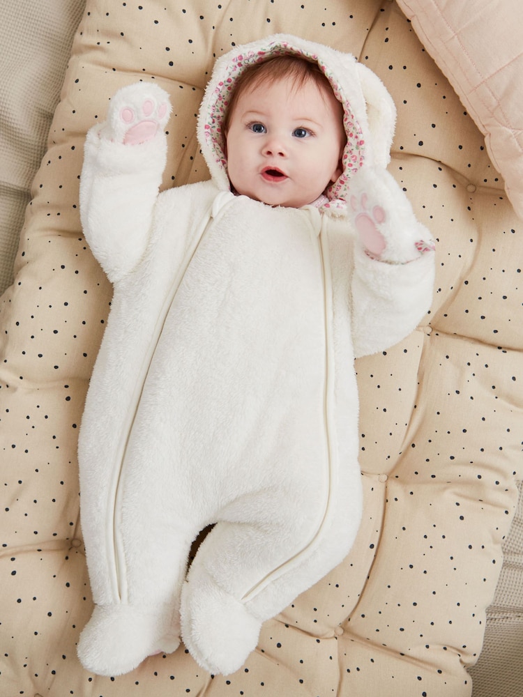JoJo Maman Bébé Cream Bunny Cosy Pramsuit - Image 1 of 7